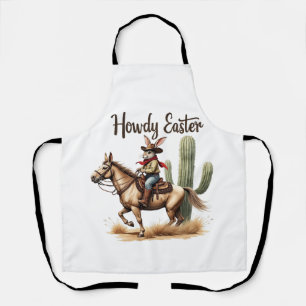 Howdy Easter Bunny Riding a Horse Cowboy  Apron