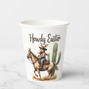 Howdy Easter Bunny Riding a Horse Cowboy  Paper Cups