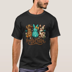 Howdy Easter Bunny Western Cowgirl Leopard T-Shirt