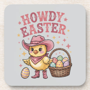 Howdy Easter Chick Cute Egg Hunt Spring Farm Coaster