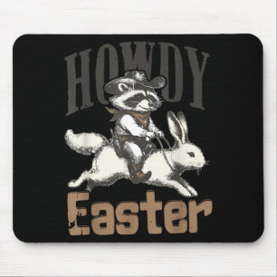 Howdy Easter Cowboy Raccoon Ring Bunny Horse Weste Mouse Pad