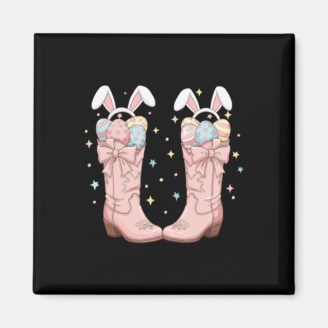 Howdy Easter Western Easter Bunny Cowboy Boots Eas Magnet (Front)