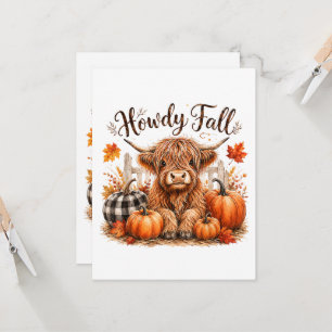 Howdy Fall Highland Cow Happy Thanksgiving Autumn Invitation