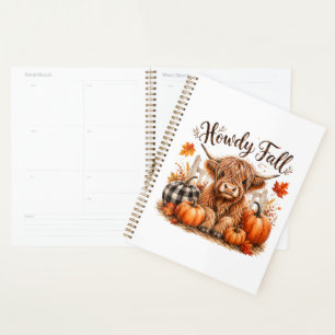 Howdy Fall Highland Cow Happy Thanksgiving Autumn Planner
