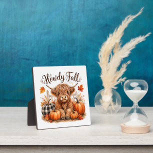 Howdy Fall Highland Cow Happy Thanksgiving Autumn Plaque