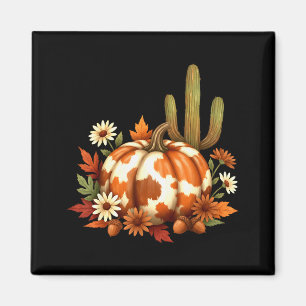 Howdy Fall Pumpkin Retro Western Cowboy Cow Hallow Magnet