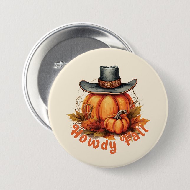 Howdy Fall – Rustic Autumn Vibes 7.5 Cm Round Badge (Front & Back)