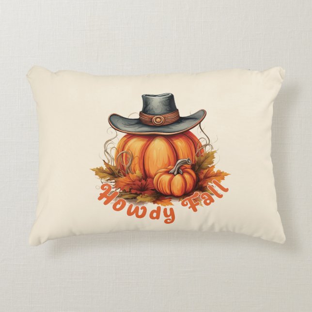 Howdy Fall – Rustic Autumn Vibes Decorative Cushion (Front)