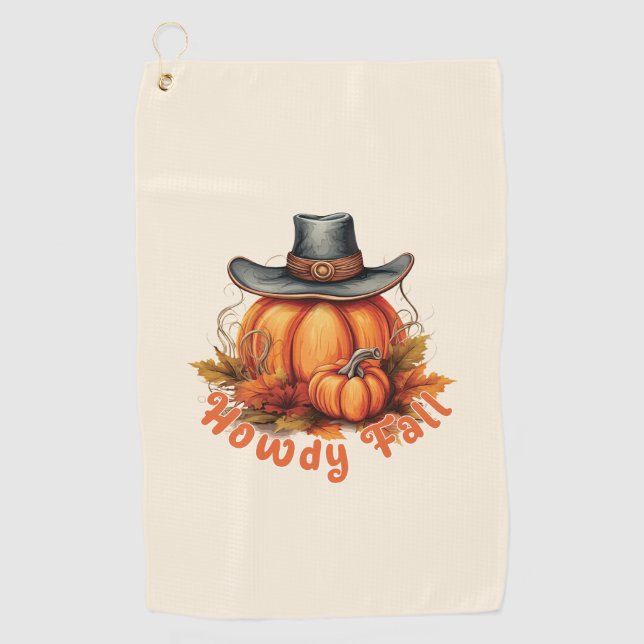 Howdy Fall – Rustic Autumn Vibes Golf Towel (Front)