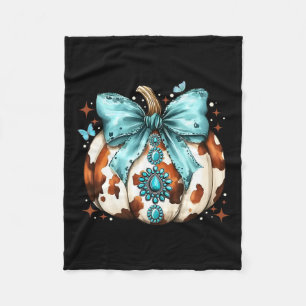 Howdy Fall Western Pumpkin Halloween Cowhide Pumpk Fleece Blanket