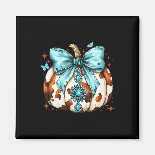 Howdy Fall Western Pumpkin Halloween Cowhide Pumpk Magnet (Front)