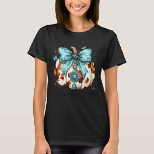 Howdy Fall Western Pumpkin Halloween Cowhide Pumpk T-Shirt