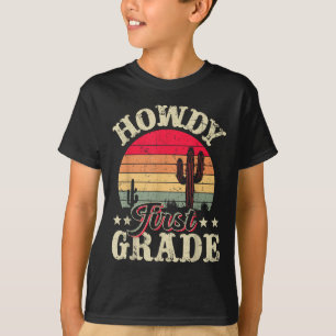 Howdy First Grade Western Girl Country Rodeo Vinta T-Shirt