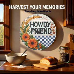 Howdy Friend Sunflower Harvest Large Clock