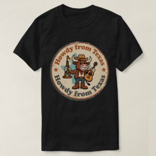 Howdy from Texas_ Retro Longhorn Western Artwork T-Shirt