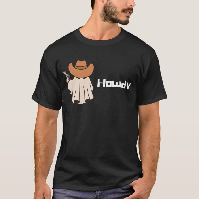 Howdy Funny Cute Ghost Halloween T-Shirt (Front)