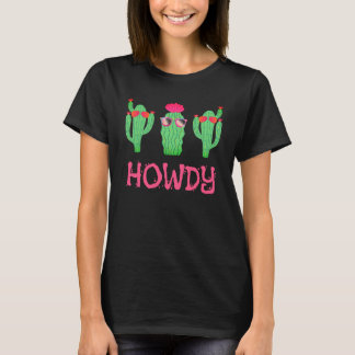 Howdy Funny Western Cactus Cartoon Characters T-Shirt