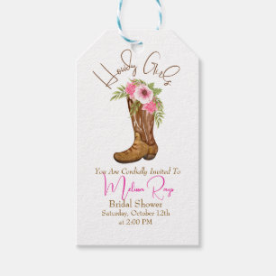 Howdy Girl Cowgirl Boots Bridal Shower  Gift Tags