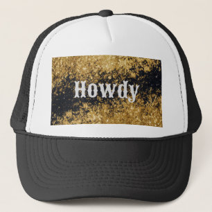 Howdy Gold Glitter Black Glitter Hat