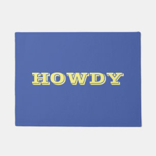 "Howdy" Greeting or Name, Blue & Yellow Doormat