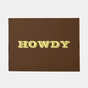 "Howdy" Greeting or Name, Brown & Yellow Doormat