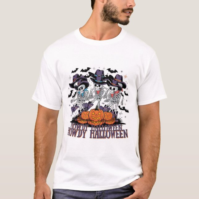 Howdy Halloween dancing  cowboy  T-Shirt (Front)