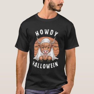 Howdy Halloween Funny Highland Cow Spooky Season M T-Shirt
