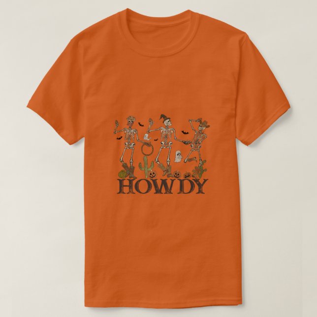 Howdy Halloween Skeletons T-Shirt (Design Front)