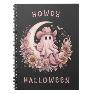 Howdy Halloween Western Ghost on Moon Notebook