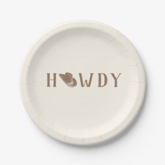 Howdy Hat My First Rodeo Birthday Neutral Party Paper Plate