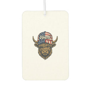 Howdy Highland Cow Patriotic Vintage Western Desig Car Air Freshener