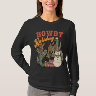 Howdy Holiday Christmas Western Country Lights Tre T-Shirt