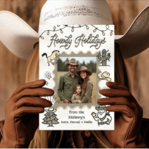 Howdy Holiday Photo Western Hand Drawn lasso Frame