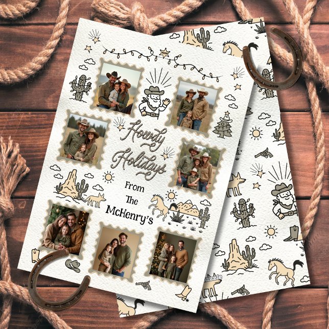 Howdy Holiday Photo Western Hand Drawn lasso Frame (Creator Uploaded)