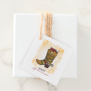 Howdy Holidays Christmas Lights Cowboy Boot Favour Tags