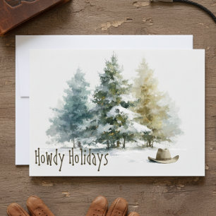 Howdy Holidays Western Rustic Watercolor Holiday Card