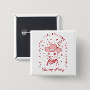 Howdy honey country girl cowboy romance lover 15 cm square badge