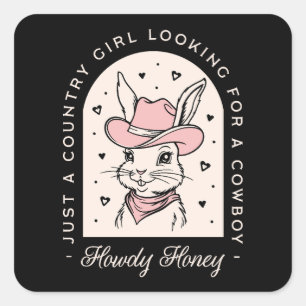 Howdy honey cowboy cowgirl funny dating quotes square sticker