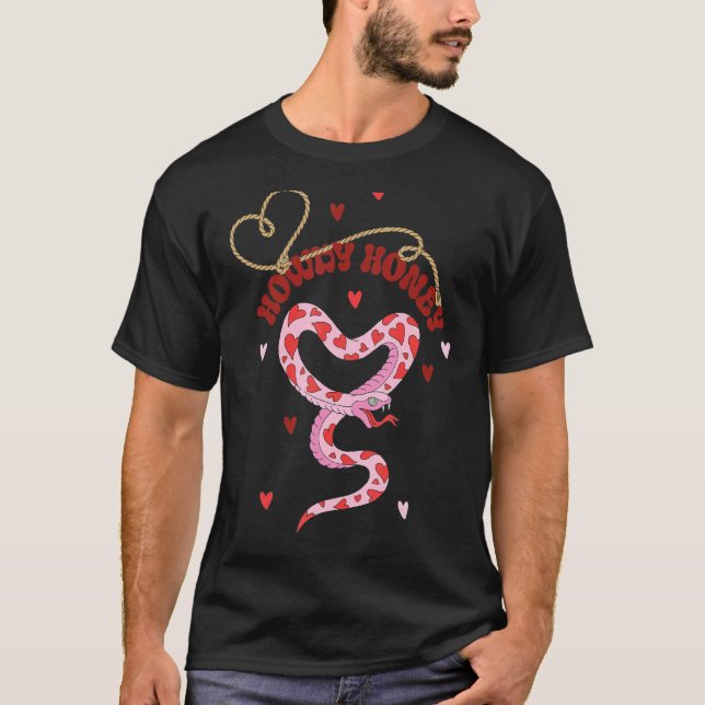 Howdy Honey Western Heart Snake Valentines Day Ret T-Shirt (Front)