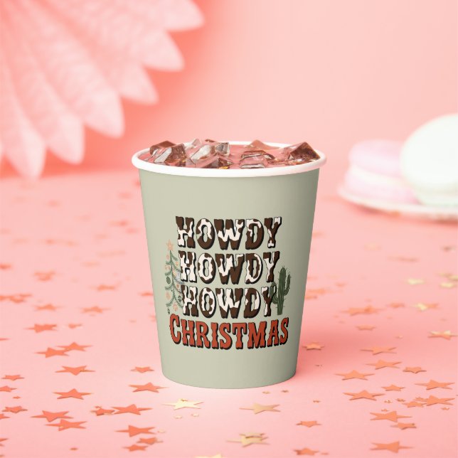 Howdy Howdy Howdy Christmas Family Xmas Party Gift Paper Cups (Insitu)