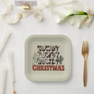 Howdy Howdy Howdy Christmas Family Xmas Party Gift Paper Plate