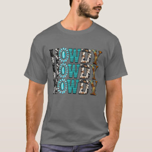 Howdy Howdy Howdy Gemstone Rodeo Western Cowhide L T-Shirt