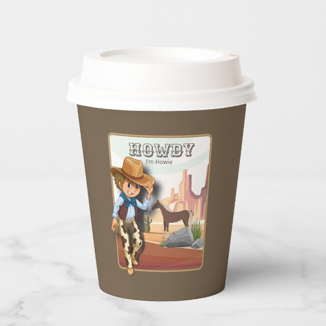 Howdy howies first birthday animal print  paper cu paper cups (Front)