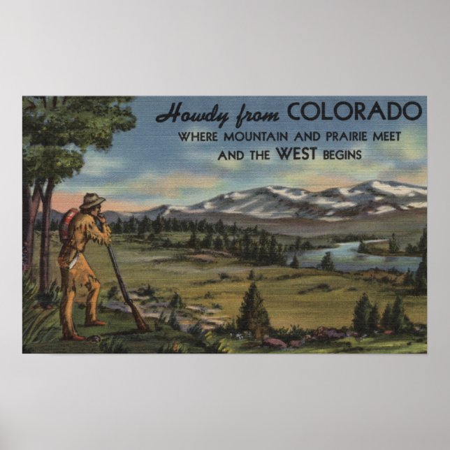 Howdy (Mountain & Prairie Scene) Poster (Front)