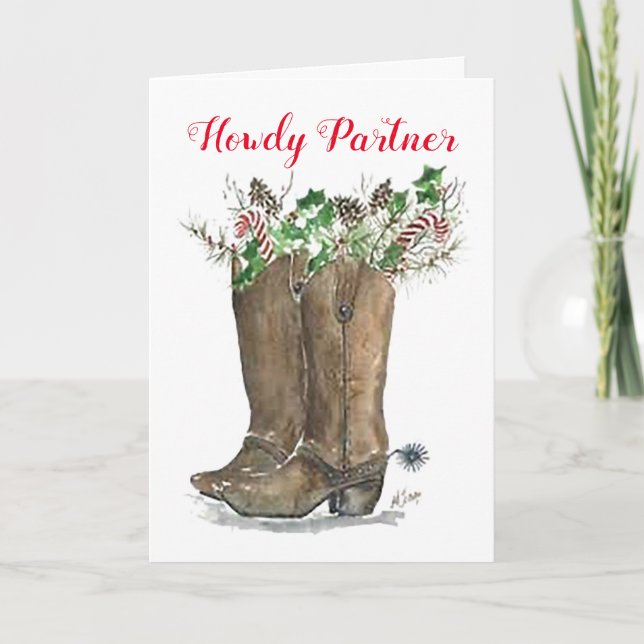 Howdy Partner Christmas Greeting Card  (Front)