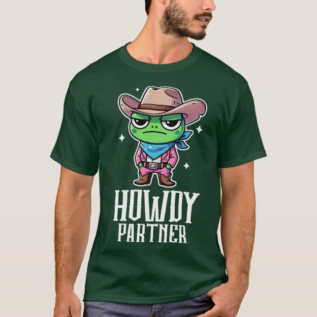Howdy Partner Cowboy Frog T-Shirt (Front)