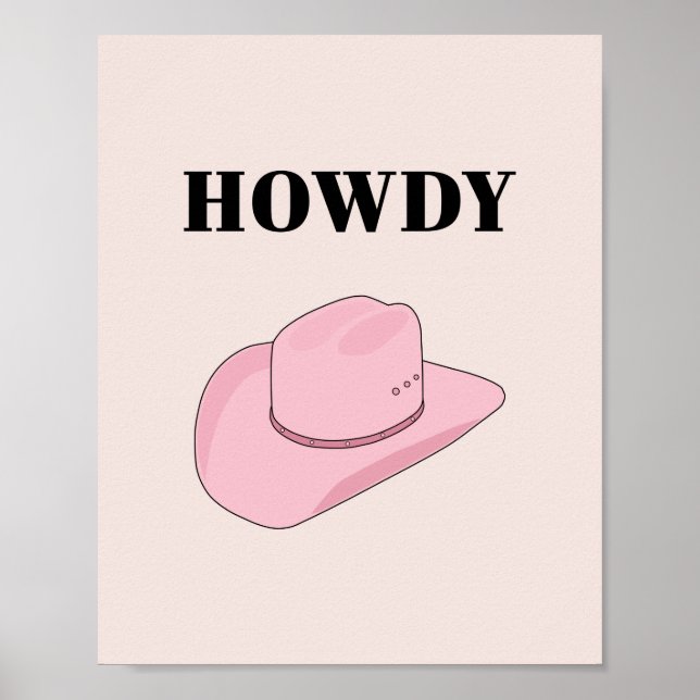 Howdy Pink Cowboy Hat Poster (Front)