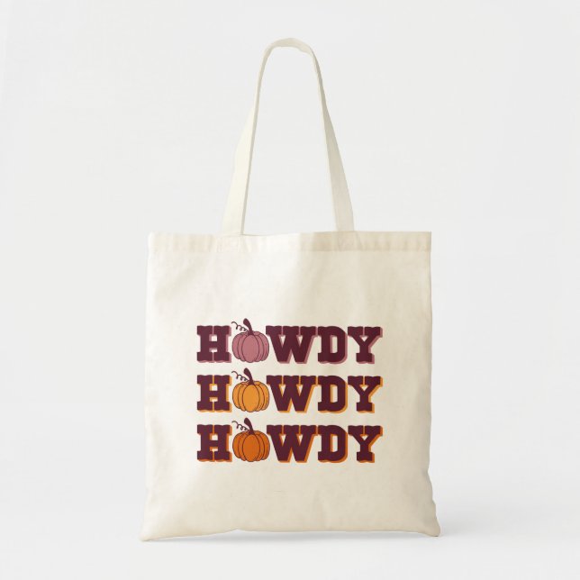 Howdy Pumpkin Fall Tote Bag (Front)