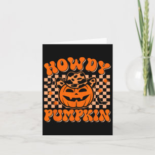 Howdy Pumpkin Groovy Western Halloween Vintage Rod Card