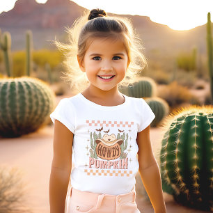 Howdy Pumpkin Halloween Retro Western Pink Girl T-Shirt
